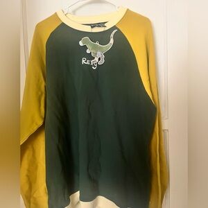Dinosaur Graphic Sweatshirt in Green and Yellow